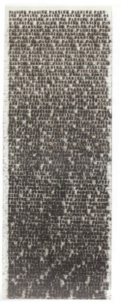 Figure 10. Glenn Ligon, Untitled (Passing), 1991, Oil stick, gesso, and graphite on canvas, 80 x 30 inches (203.2 x 76.2 cm), Collection of Susan and Michael Hort